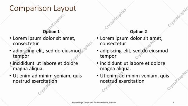 Comparison presentation slide layout