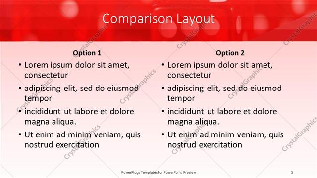 Comparison presentation slide layout