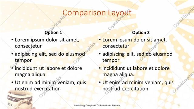 Comparison presentation slide layout