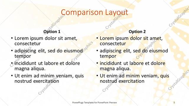 Comparison presentation slide layout