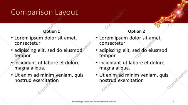 Comparison presentation slide layout