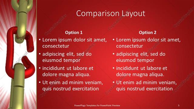 Comparison presentation slide layout