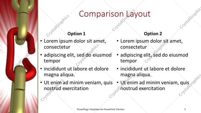 Comparison presentation slide layout