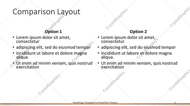 Comparison presentation slide layout