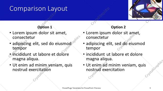 Comparison presentation slide layout