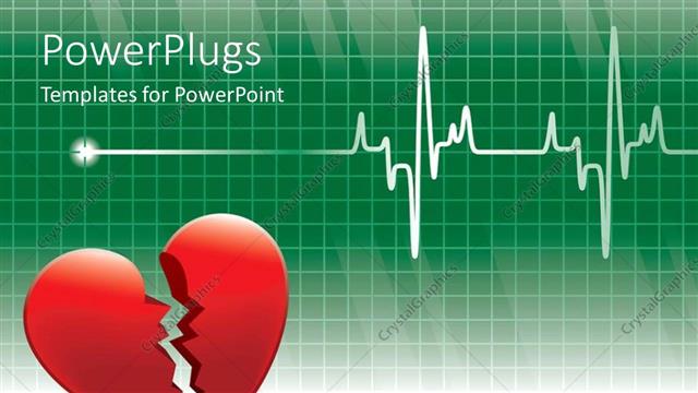  Presentation with ecg - Broken red heart with blood on floor and ECG  wave in background
