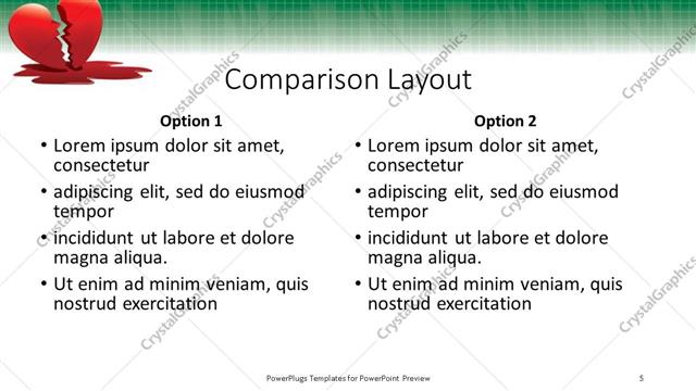Comparison presentation slide layout