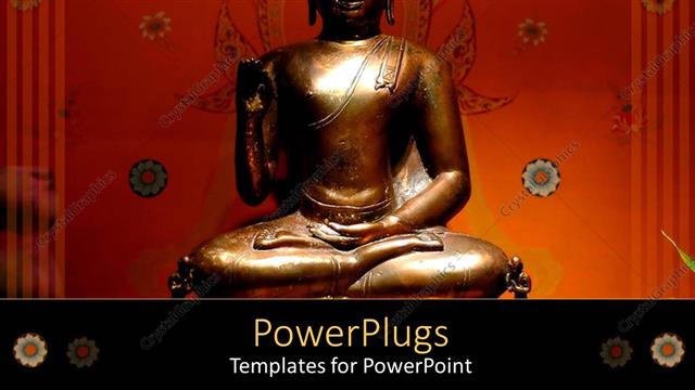  Presentation with cool - Bronze Buddha statue on cool background