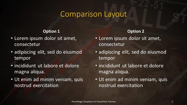 Comparison presentation slide layout