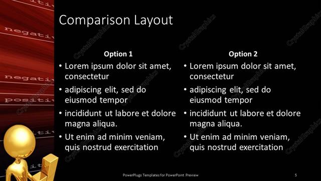 Comparison presentation slide layout