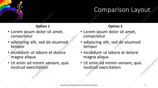 Comparison presentation slide layout