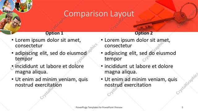 Comparison presentation slide layout