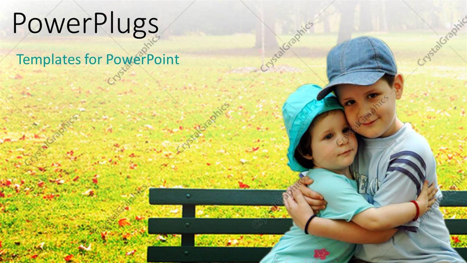 Featuring a Brother and a Sister with Greenery in the Background and Place for Text