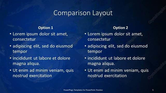 Comparison presentation slide layout