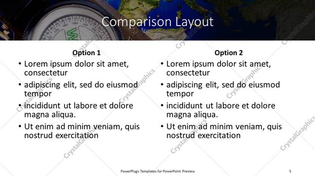 Comparison presentation slide layout
