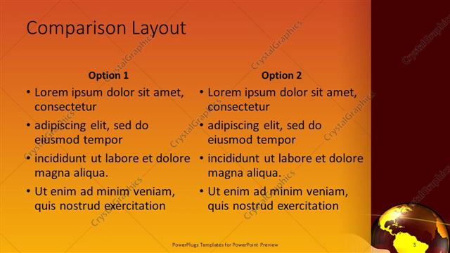 Comparison presentation slide layout