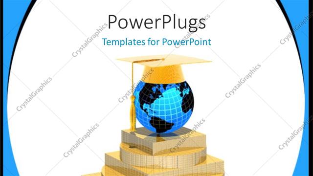  Presentation with graduation - Brown colored pyramid with an earth globe and a graduation cap