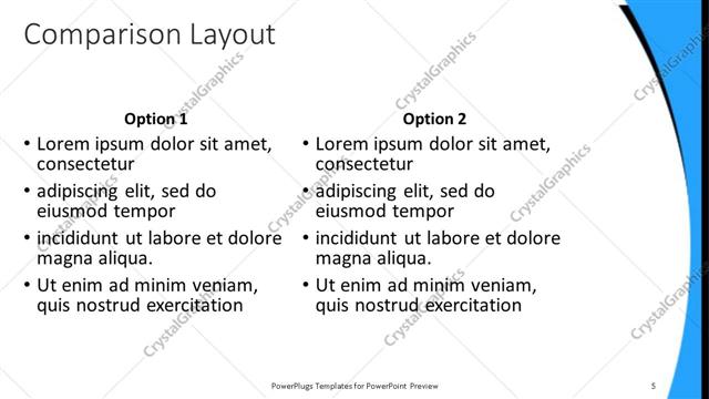 Comparison presentation slide layout
