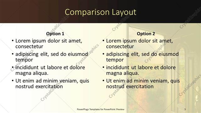 Comparison presentation slide layout