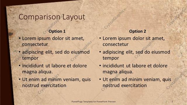 Comparison presentation slide layout