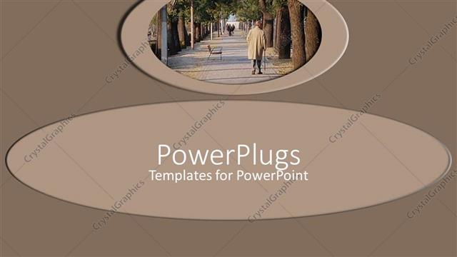  Presentation with walking - Brown plain background with a man walking down a park