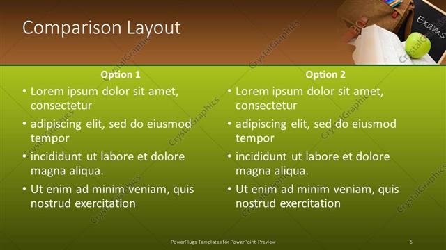 Comparison presentation slide layout