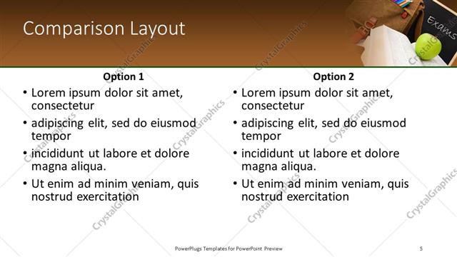 Comparison presentation slide layout