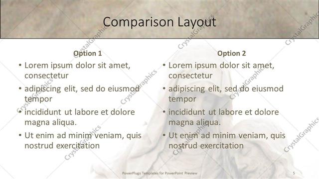 Comparison presentation slide layout