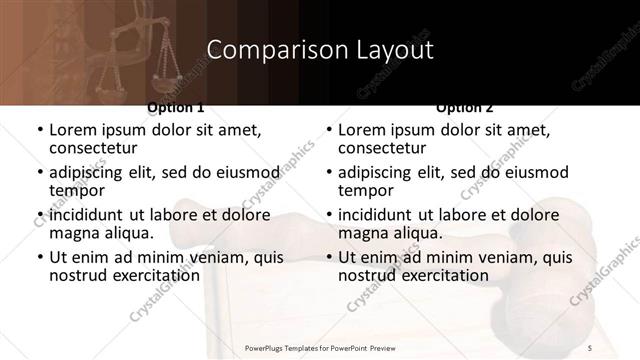 Comparison presentation slide layout