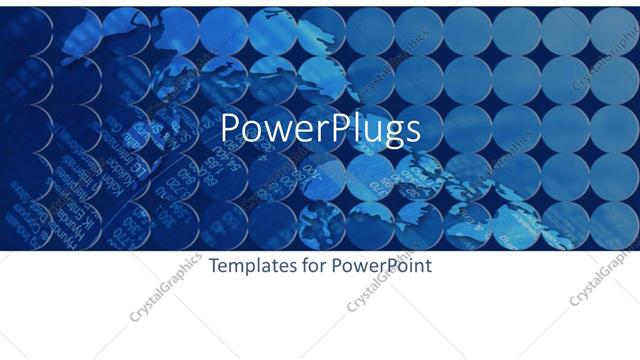Preview This Beautiful Template for PowerPoint & Google Slides bubbled pattern on computer language and world map on blue background with white