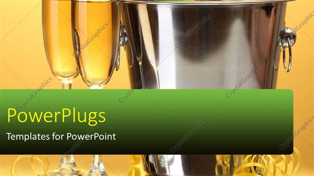  Presentation with champagne - A bucket with a lot of ice and a bottle of wine