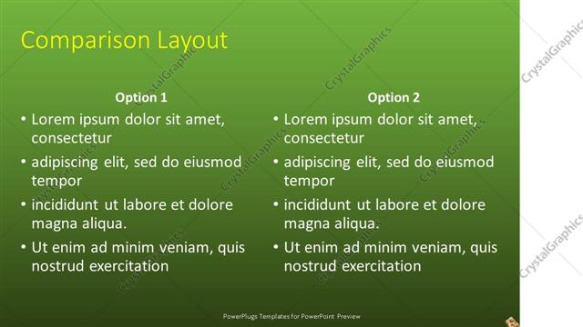 Comparison presentation slide layout