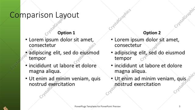 Comparison presentation slide layout