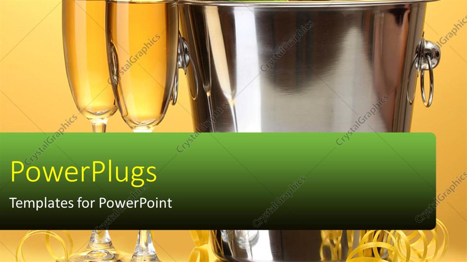 Featuring a Bucket with a Lot of Ice and a Bottle of Wine