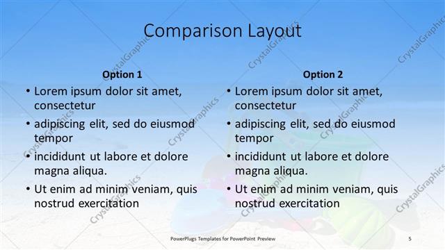 Comparison presentation slide layout