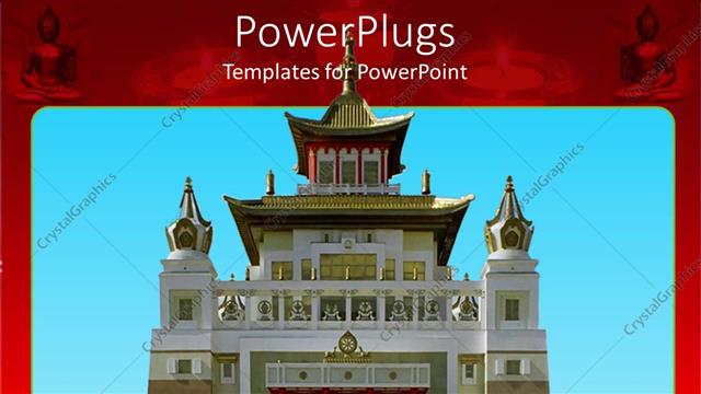  Presentation with clear - A Buddhist temple with clear sky in the background