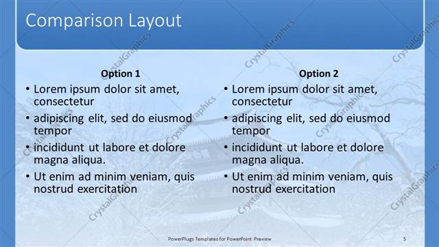 Comparison presentation slide layout