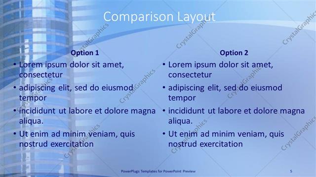 Comparison presentation slide layout