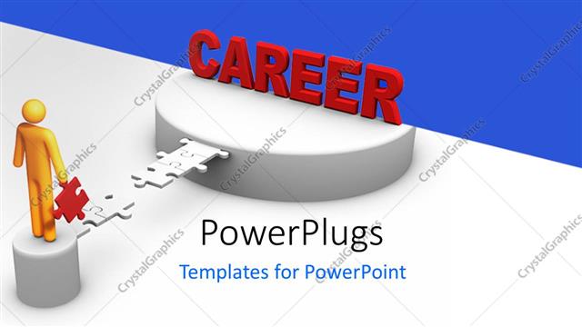  Presentation with crossing bridge - 3D man crossing jigsaw bridge to CAREER on platform