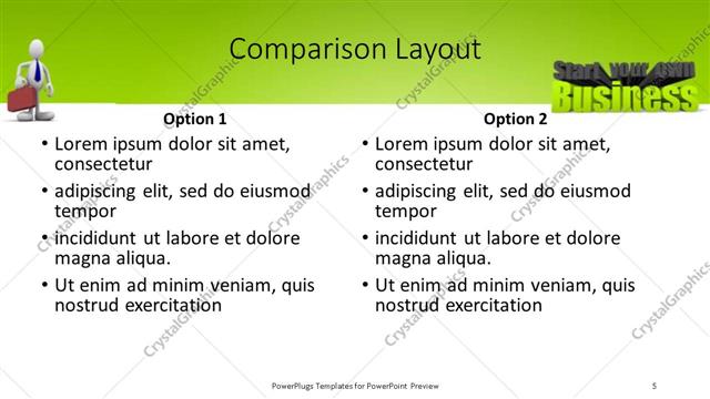 Comparison presentation slide layout
