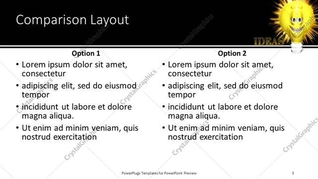 Comparison presentation slide layout