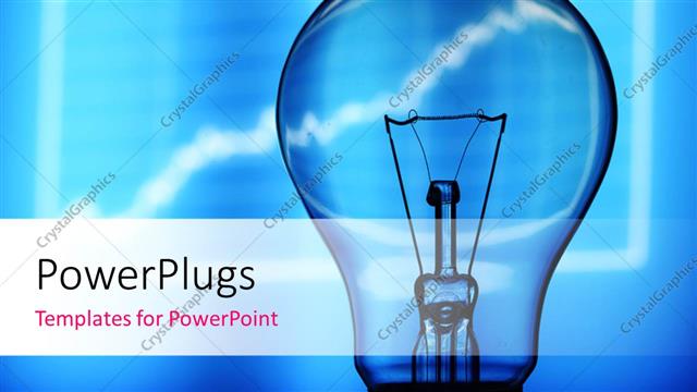  Presentation with intelligence - A bulb with bluish background and a graph