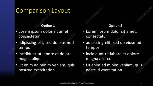 Comparison presentation slide layout