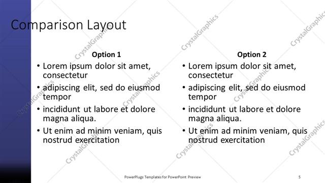 Comparison presentation slide layout