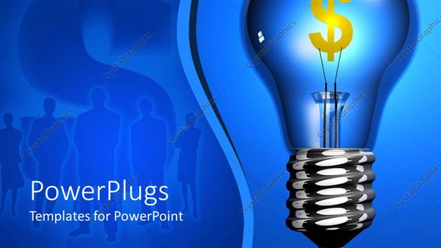  Presentation with bulb - A bulb with a dollar sign and bluish background