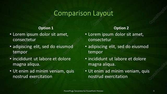 Comparison presentation slide layout
