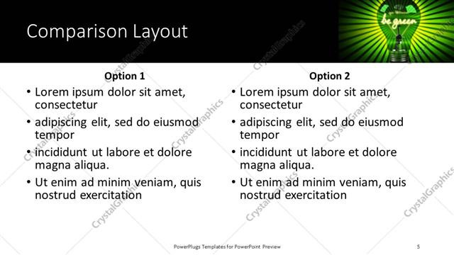 Comparison presentation slide layout