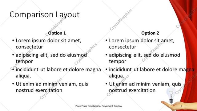 Comparison presentation slide layout