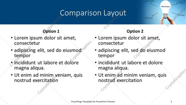 Comparison presentation slide layout