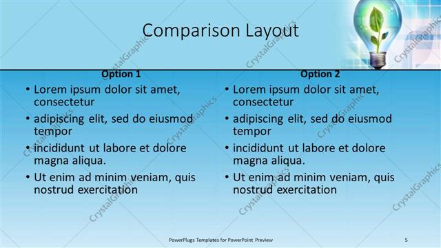 Comparison presentation slide layout